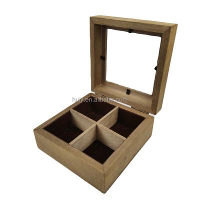 China China New Product Innovative Handmade Christmas Gift Packaging Solid Wood Box With Porcelain Glass Lid for sale