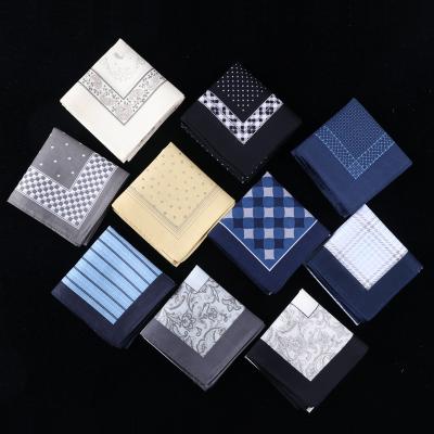 China Square Premium Combed Satin Stripe Cotton Mens Handkerchief for sale