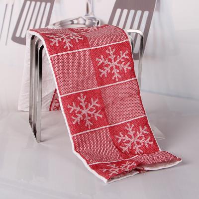 China 45*70cm Snowflake Child Safe Yarn Dyed Christmas Linen Kitchen Towel for sale