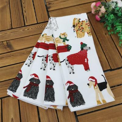 China Pure Printed 4 Pack Kid Safe Cotton Christmas Kitchen Towel Set for sale