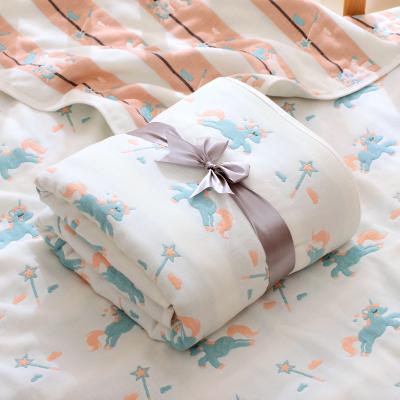 China 6 Layer Gauze Cartoon Heavy Cotton Baby Blanket 80*80cm Anti-static for sale