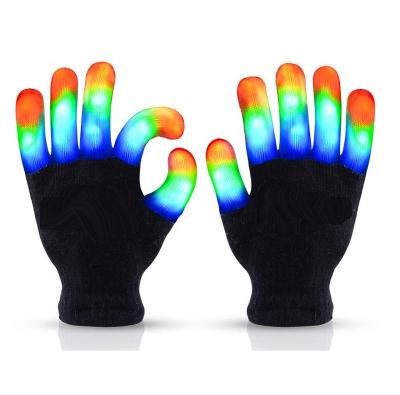 China Polyester Light LED Up Gloves For Adult With 3 Colors 6 Modes LED Gloves For Adults Teens Rave Party Supply Halloween Christmas for sale