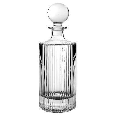 China Wholesale New Design Premium Vertical Stripes Thick Bottom STOCK Crystal Whiskey Decanter Lead Free Vodka Decanter For Wine for sale