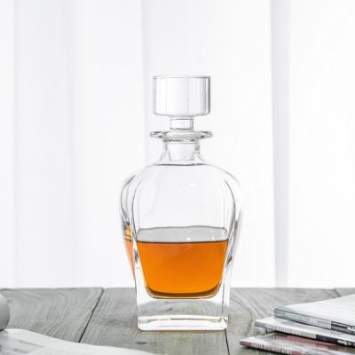 China Customized Single Decanter Bulk Wholesale Stocked Amazon Logo Decanter Plain Brandy Decanter Old Fashioned Whiskey Glass for sale