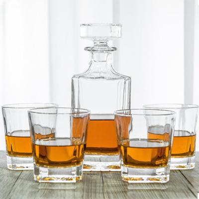 China STORE Wholesale 25oz Square Plain Glass Whiskey Decanter Set With Free Sample for sale