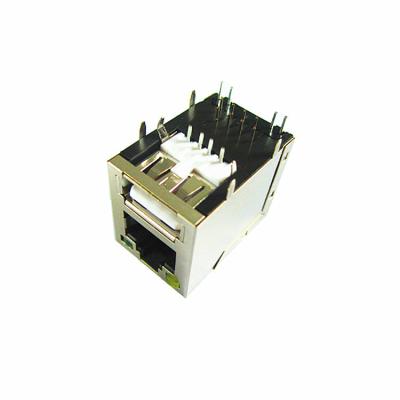 China Single Port USB 2.0 RJ45 Modular Jack Shielded With Leds TMRJUSB1EX111 for sale