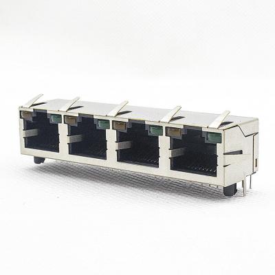 China 1X4 Port RJ45 PCB Connector 10 100 Base / Rj45 8p8c Connector TM5JA814T2112 for sale