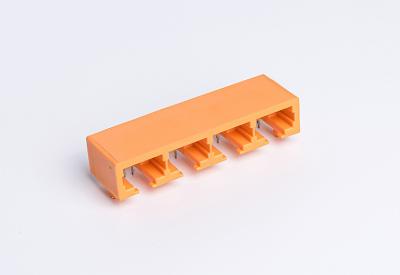 China 4 Port Network RJ45 PCB Connector Side Entry Orange Plastic Housing TM56B914SXX13 for sale