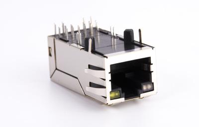 Chine 10g électrodéposition de bouclier de nickel de noir de connecteur femelle de l'Ethernet Rj45 avec l'étiquette- latérale menée d'entrée à vendre