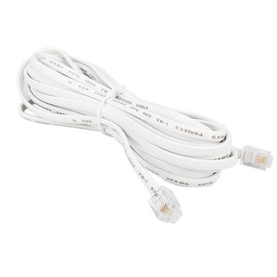 China 6P4C RJ11 Plug To Plug White Telephone Flat Cable 26AWG*4C for sale