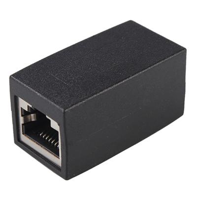 China Rj45 Network Splitter Adapter 180 Degree Through RJ45 Female Adapter 8P8C Network Cable Extension Black for sale