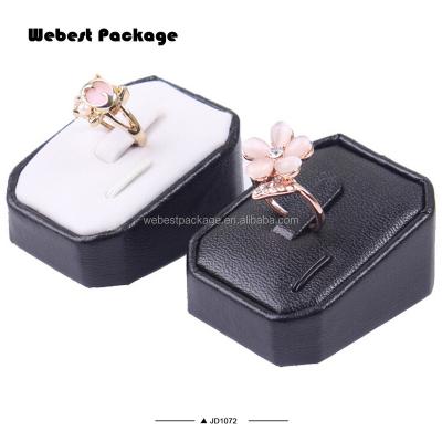 China Webest Durable Black Wooden Fashion Jewelry Display Ring Stands Ring Display Holder Elegant Leather Cases and Displays Customized Color for sale