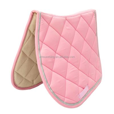 China high quality 100% cotton honery comb cloth manufacturer new arrival pink polycotton fabric lining horse english saddle pad set for sale