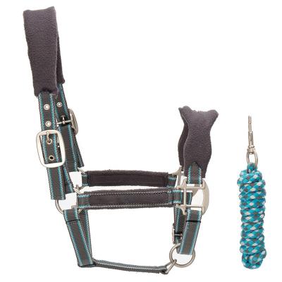 China Factory pp horse halters pp overalls OEM rope leather material comfortable adjustable headcollar high quality nylon buckles custom made for sale