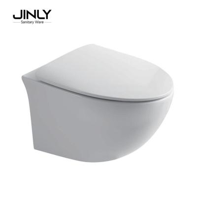 China Modern Double-Flow System Sanitary Ware WC Ceramic Rimless Flushing Wall Hung Toilet for sale