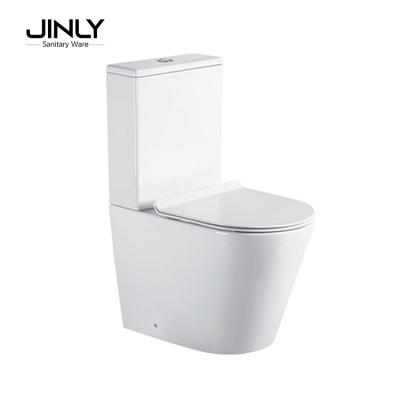 China WC European Ceramic Two Piece Toilet Toilet Rim Double-Flow Style Ceramic Toilet Sanitary Sizes for sale