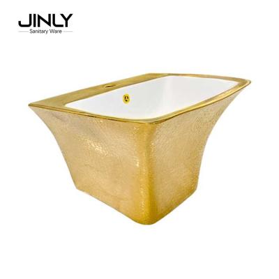 China Modern Easy Clean New Design Wall Hung Wash Basin Gold Color Production for sale