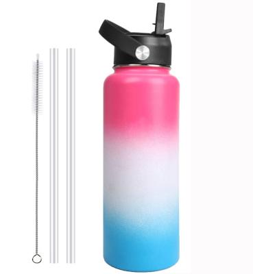 China Wholesale Viable Wide Mouth 40oz Wide Mouth Water Bottle Double Wall Thermos Stainless Steel Sports Water Bottle With Straw Lid for sale