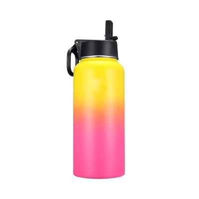 China PORTABLE 1000ml 32oz Vacuum Stainless Steel Wide Mouth Water Bottle with Handle and Straw Lid for sale