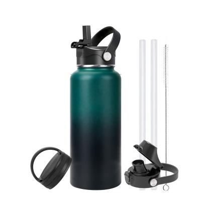 China Stored Water Bottle Drinking Eco-friendly Stainless Steel Thermos Vacuum Insulated 32oz Wide Mouth Designed Water Bottle With Straw Lid for sale