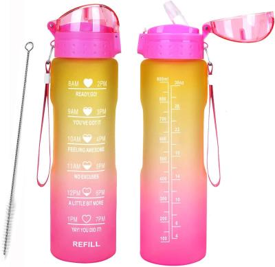 China Sustainable Water Bottle Plastic Bottle Motivation For Drinks 1000ml Bpa Free With Custom Logo To Keep Water Bottle Cold-Hot Weather Marking for sale