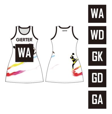 China SKIRTS Sports Dress Slim Fit Sublimated Netball Dress Polyester Netball Uniforms for sale