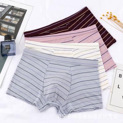 China Breathable Flat Youth Modal Men's Fashion Stripe Mid Waist Wedge Shorts Head Men's Underwear for sale