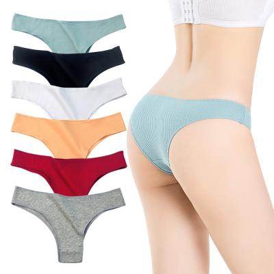 China Best-selling sexy women's underwear t-pants low waist fashion pure yarn simple viable cotton women's underwear for sale