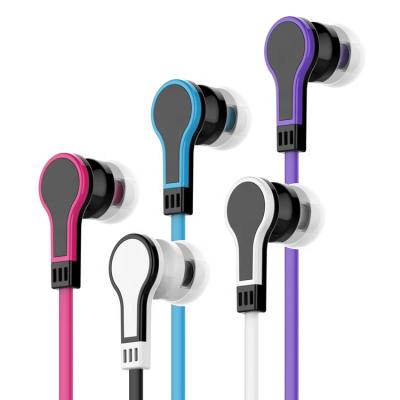 China Comfortable Wearing Flat Wire In Ear Wired Sports Game Bass Handsfree Headphone Earphone With Mic Champ For Mobile Phone for sale