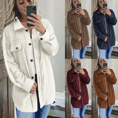 China Solid Color QUICK DRY Lapel Dropshipping Loose Breasted Single Breasted Women's Jackets and Coats Lightly Coat Women's Jackets for sale