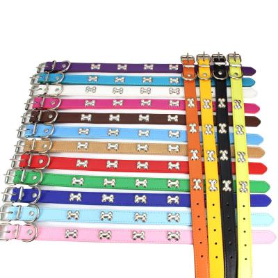 China New Pet Supplies Viable Collar Spot Wholesale PU Bone Leather Dog Leash And Collar for sale