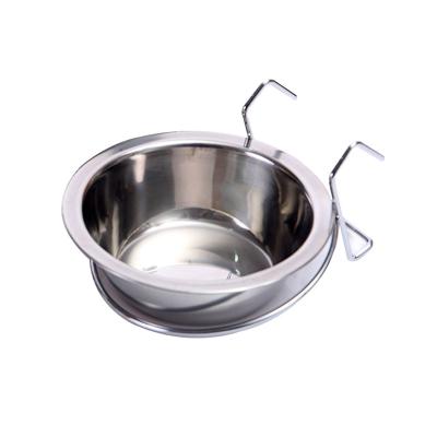 China Sustainable Pet Stainless Steel Dog Bowl With Hanging Hook Put On Dog Cage Bowl Pet Bowl for sale