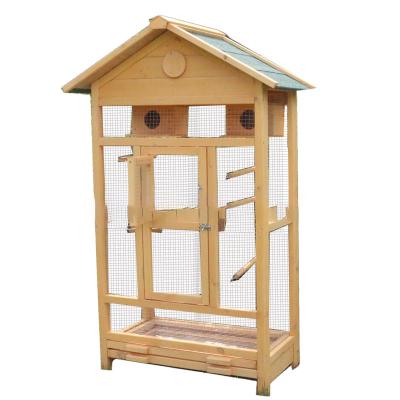 China Large windproof wooden outdoor birdcage, indoor bird house feeding table, large parrot breeding box for sale