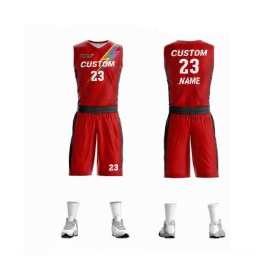 China 2021 Classic Dot Mesh Red Basketball Jersey 100% Polyester Antibacterial Dress Set For Men for sale