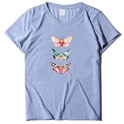 China Custom Anti Wrinkle Valentine's Day Anti Wrinkle T Shirt Couples Butterfly Print Short Sleeve T Shirts for sale