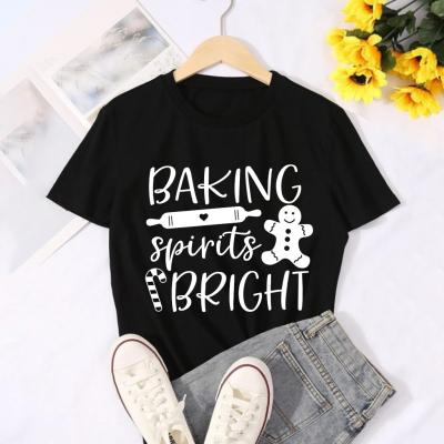 China Summer Ladies Anti-Wrinkle Letter Print Casual Letter Print Crewneck Top Short Sleeve T-Shirt for sale