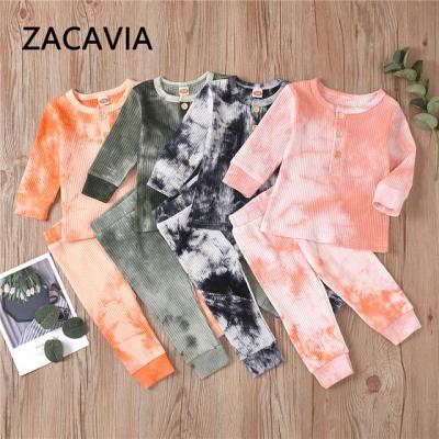 China 2021 Autumn New Men's anti-pilling and anti-pilling women's dye tying set comfortable children's two-piece set for sale