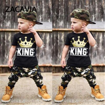 China Anti-pilling anti-pilling suit 2021 summer boys round neck T-shirt camouflage pants children's two-piece set for sale