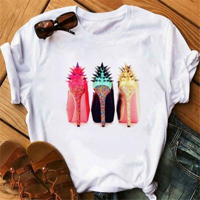 China Viable viable high heels high heels printed European and American women's hot short-sleeved T-shirt style for sale