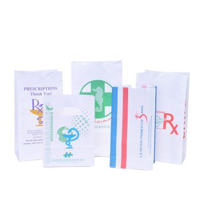 China RX Paper Pharmacy Prescription Pill Medicine BIODEGRADABLE Paper Bag Packaging For Hospital for sale