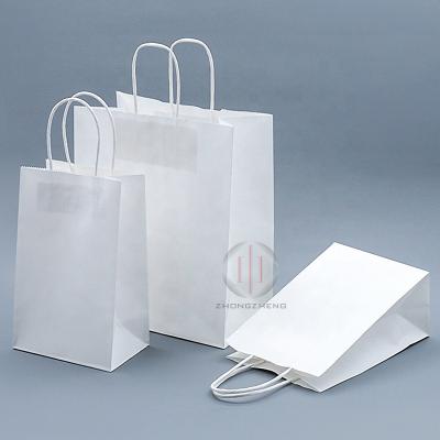 China Customized Recyclable Brown Plain Kraft Full Color Printing White Paper Gift Shopping Bag With Twisted Handle for sale