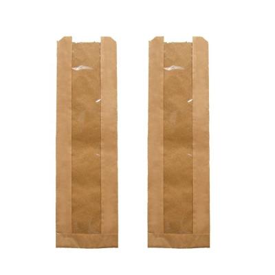 China 10x4x64cm 60gsm Brown Packaging Paper Bakery Baguette Bread Recyclable White Paper Bag for sale