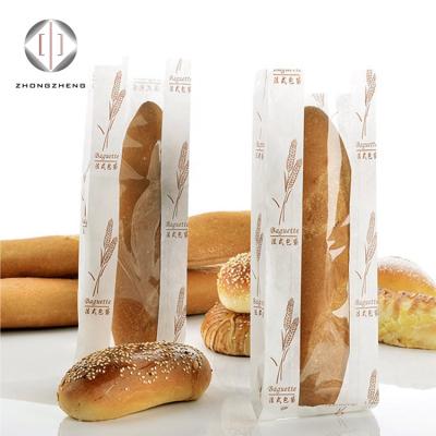 China Wholesale Recyclable Pointed Bottom Baguette Food Grade Caterpillar Bread Bakery French Window Paper Bag for sale