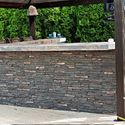 China Modern New Design Faux Stone Stone PU Artificial Stacked Decorative 3d Brick Wall Panel for sale