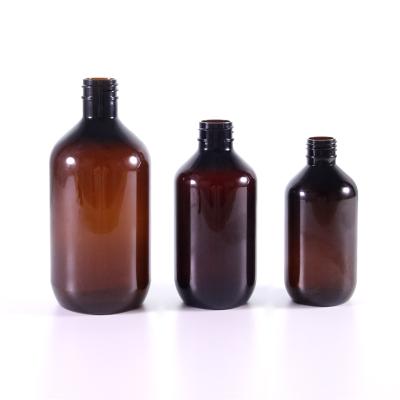 China PET Plastic Empty Amber Plastic Shampoo Wash Hand Lotion Pump Bottle Shampoo Pump Bottles With Black Pumps for sale