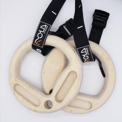 China Body Health Care Adjustable Climbing Fingerboard Exercising Wooden Gym Rings Carabiner Gymnastic Rings for sale