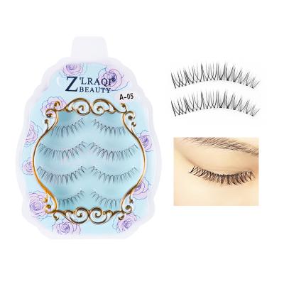 China Long Natural False Eyelashes 4 Pairs Fiber Lashes Customized Logo False Tapered Eyelash for sale