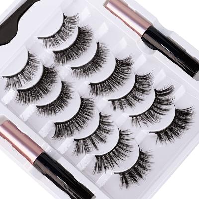 China Costom Winged Full Strip Lashes Private Label 5D Magnetic False Mink Eyelashes Eyeliner Set Full Strip Lashes for sale