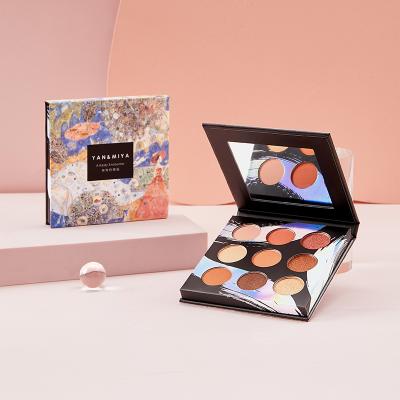 China 2021 Hot Selling Pigmented Eyeshadow Palette Cosmetic Fashionable Vegan Ladies Makeup Waterproof Eyeshadow Private Label 9 Colors for sale