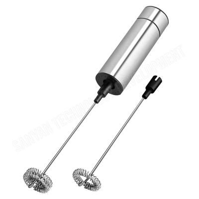 China Amazon Stocked Hot Item Electric Automatic Milk Frother Stainless Steel Handheld Blender Set for sale